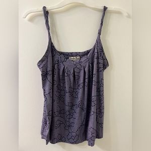Lucky Brand Purple Floral Tank Top sz M Y2K Vintage
